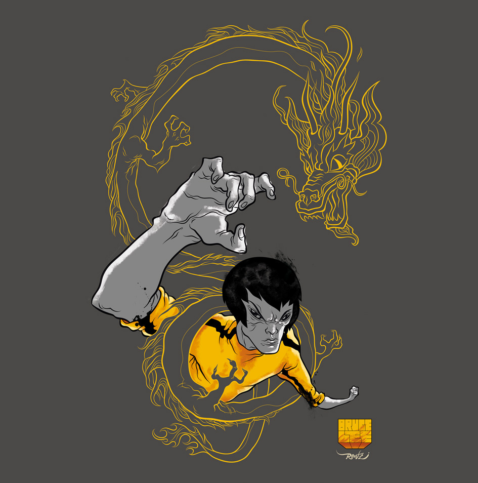 poster bruce lee sports kung fu yellow dragon
