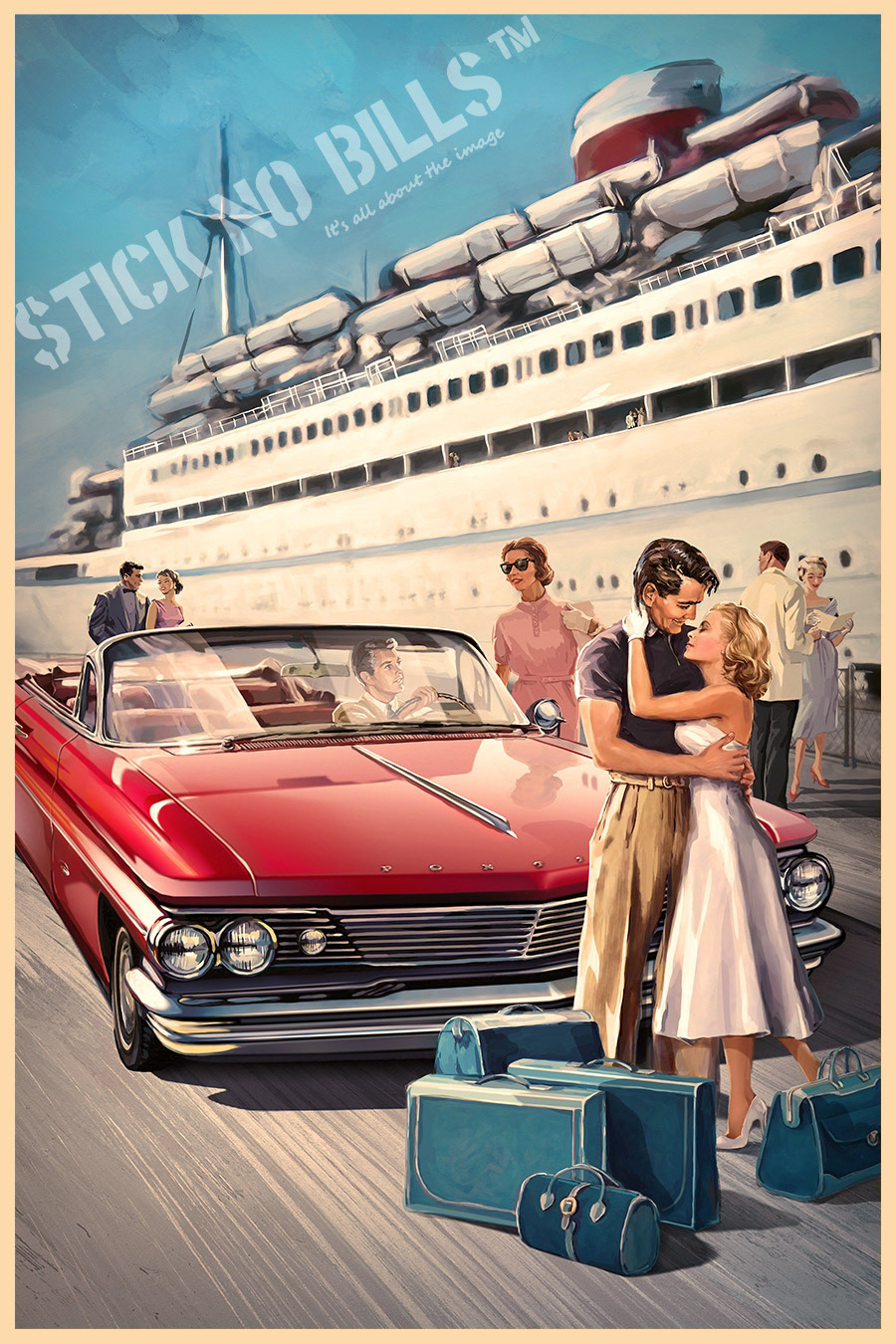 vintage Travel pin-up ship gerl oldscool Retro poster car