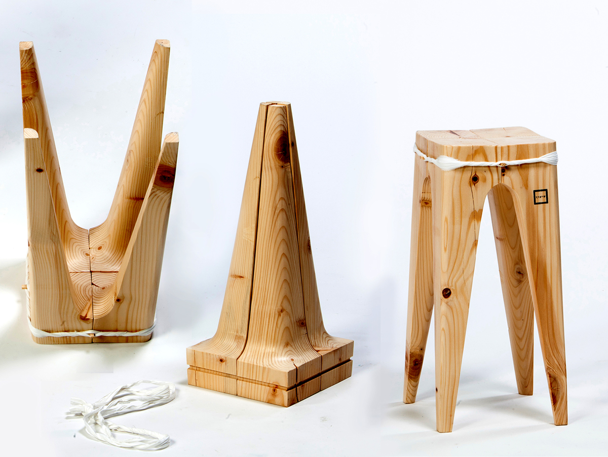 stools wood cloth