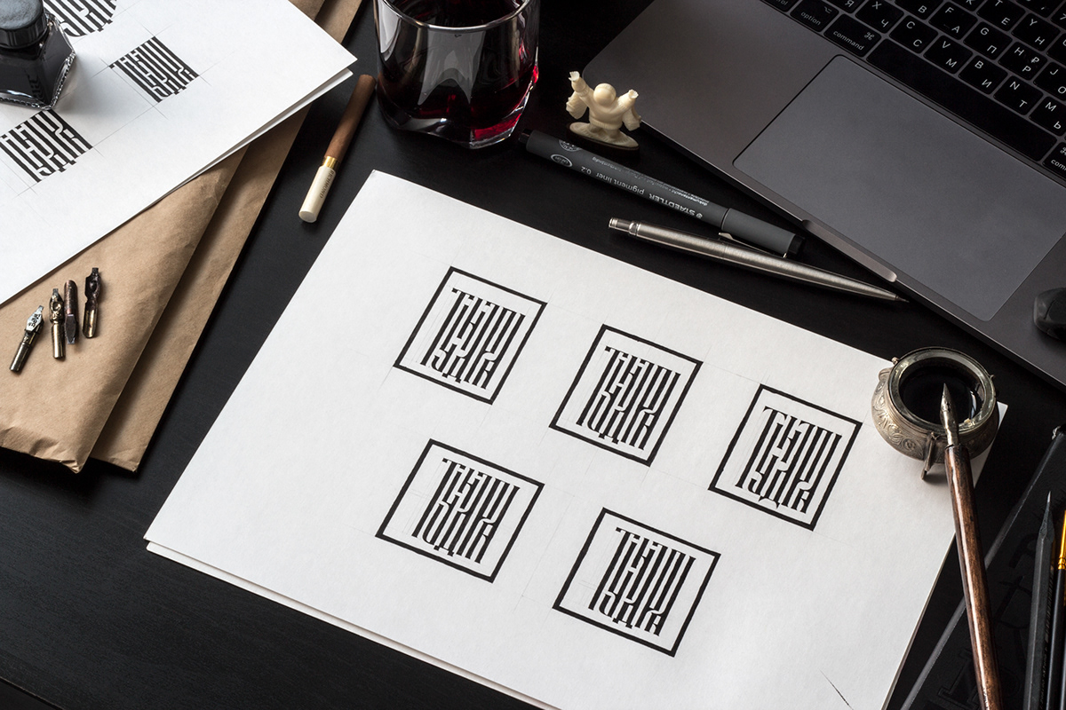 vyaz logo branding  package design  font callygraphy lettering stationary black handdrawn