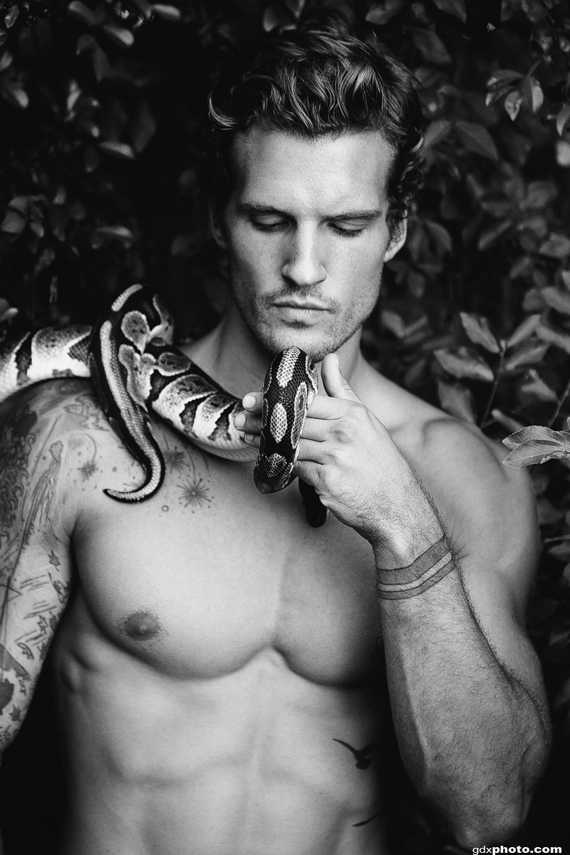 Parker Hurley Chiari snake Gabriel Gastelum portrait Los Angeles nude naked shirtless tattoo muscle