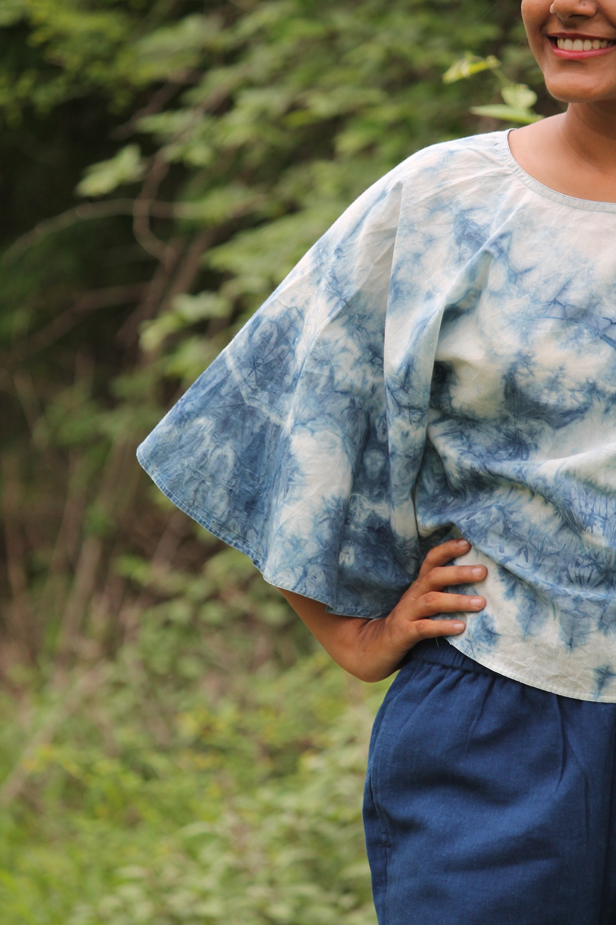 shibori Indigo textile resist dyed Fashion  design summer