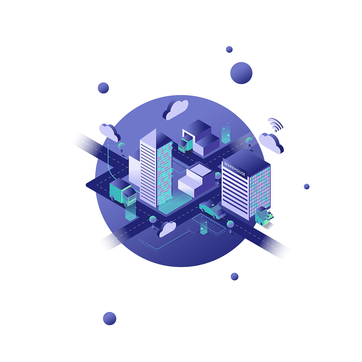 Isometric ILLUSTRATION  tech techy Technology oxford Website graphic icons