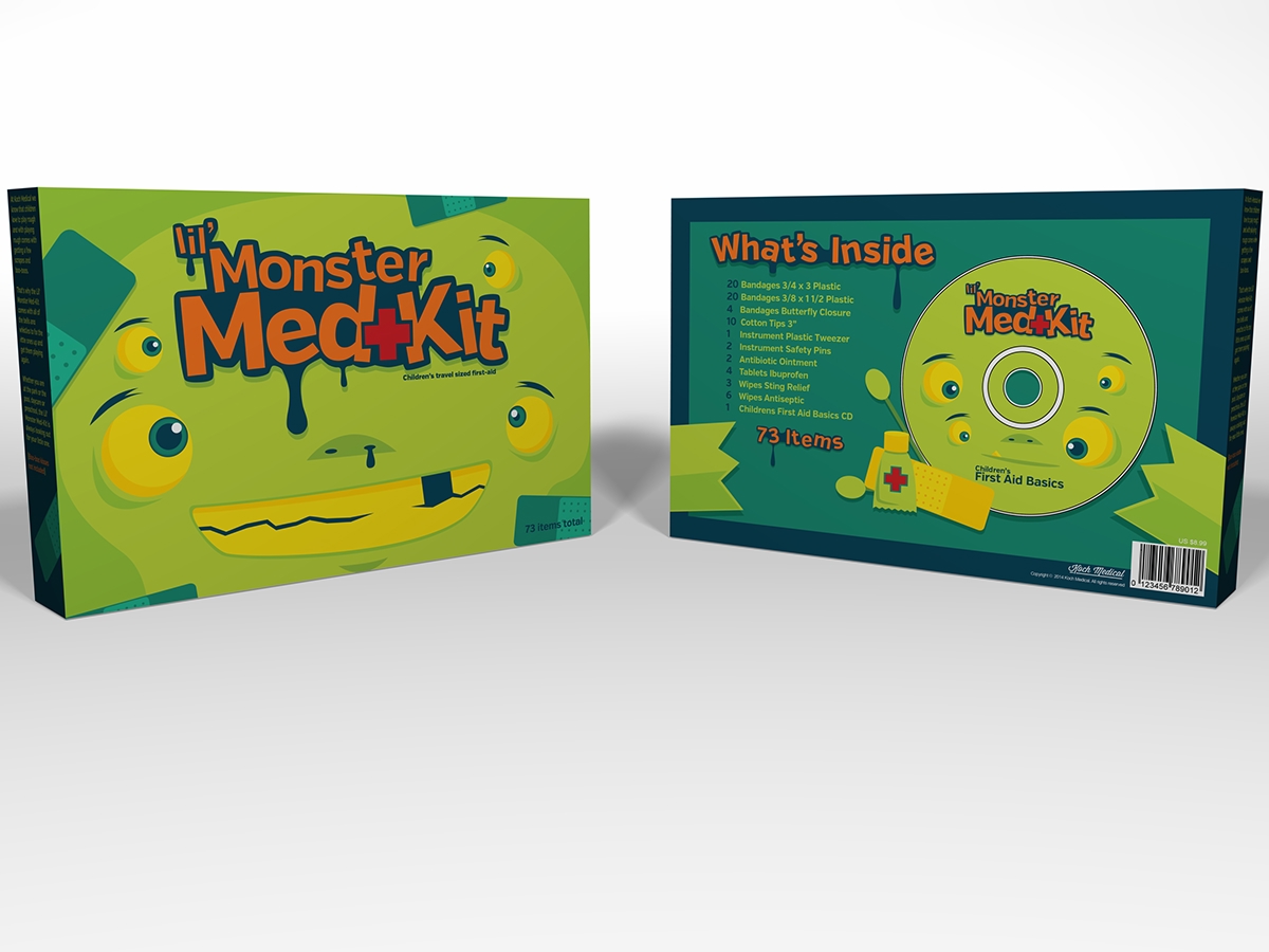 poster package design  children's product monster Med-Kit CD cover