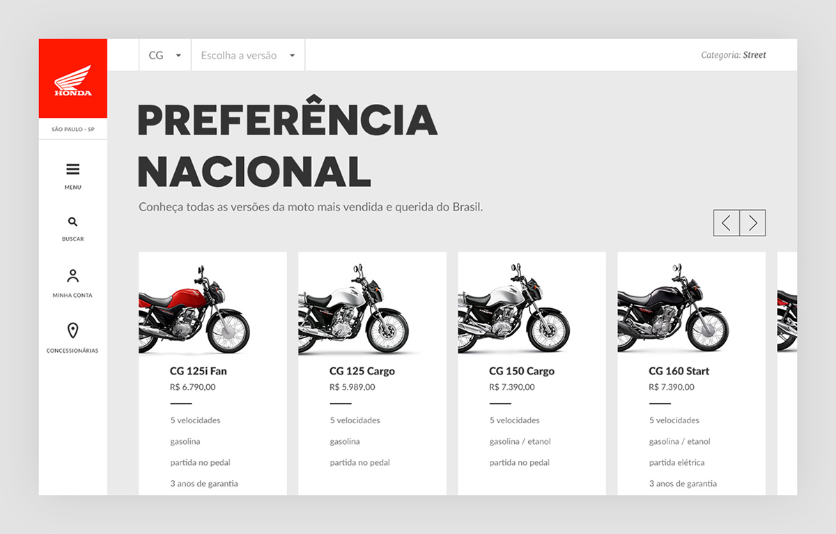 design Honda motorcycle Website Interface