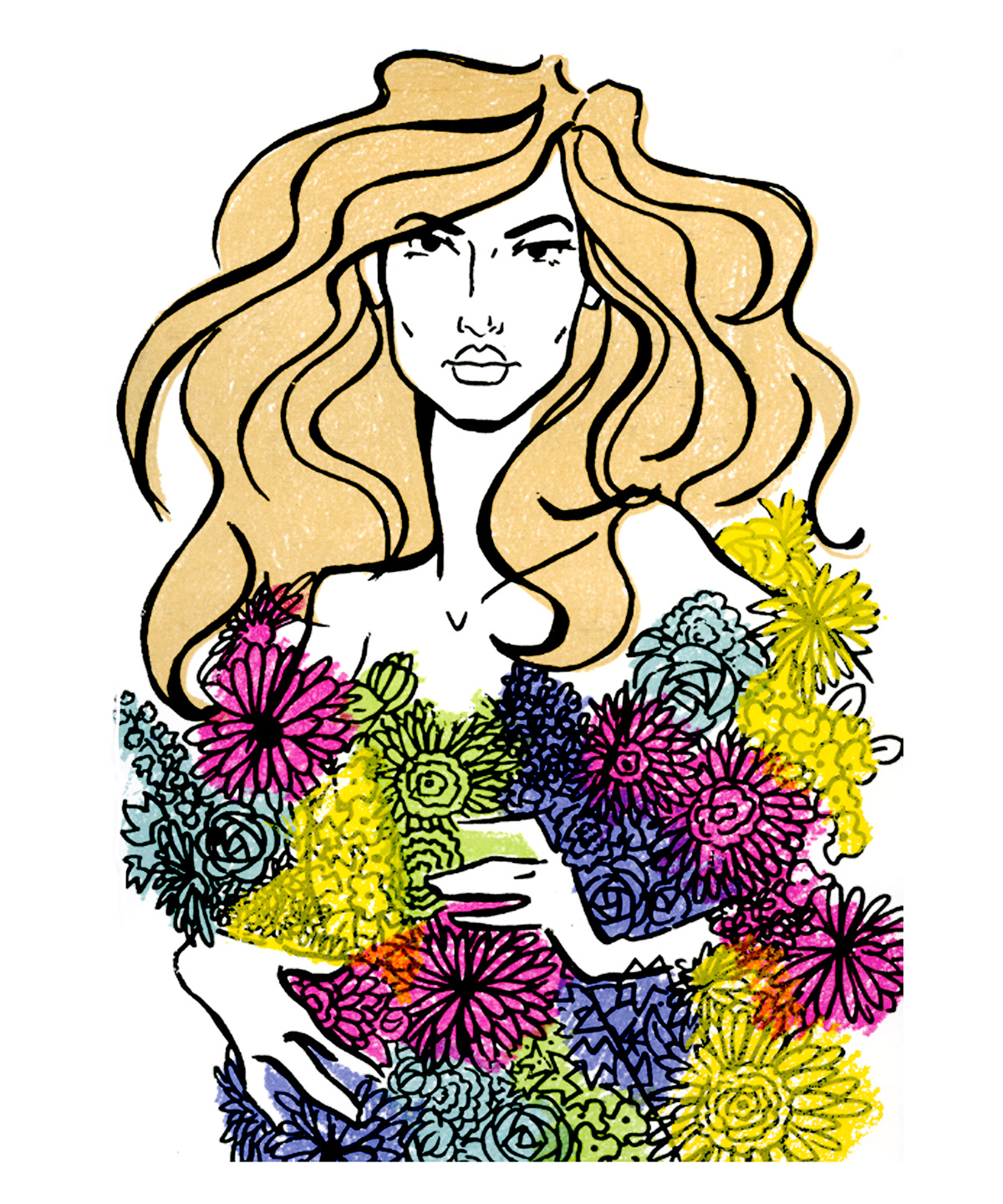 Screenprinting Serigraphy Florence floral Flowers beauty studio fashion illustration women's wear