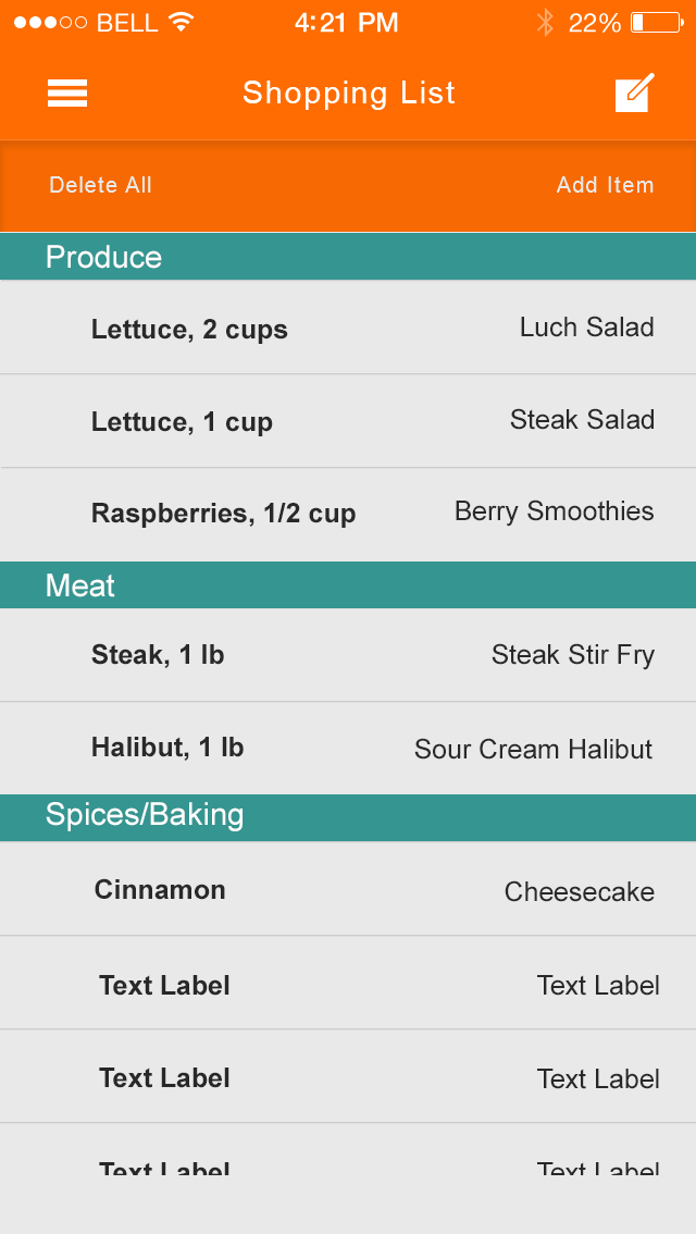iphone ios8 ios7 orange application resipes sign in setting menu colorful simplicity contrast icons diet Low Carb