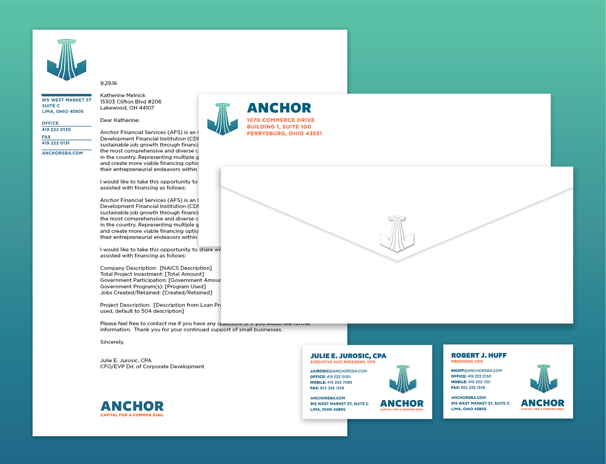Adobe Portfolio logo nautical financial banking aquatic Stability anchor business Stationery