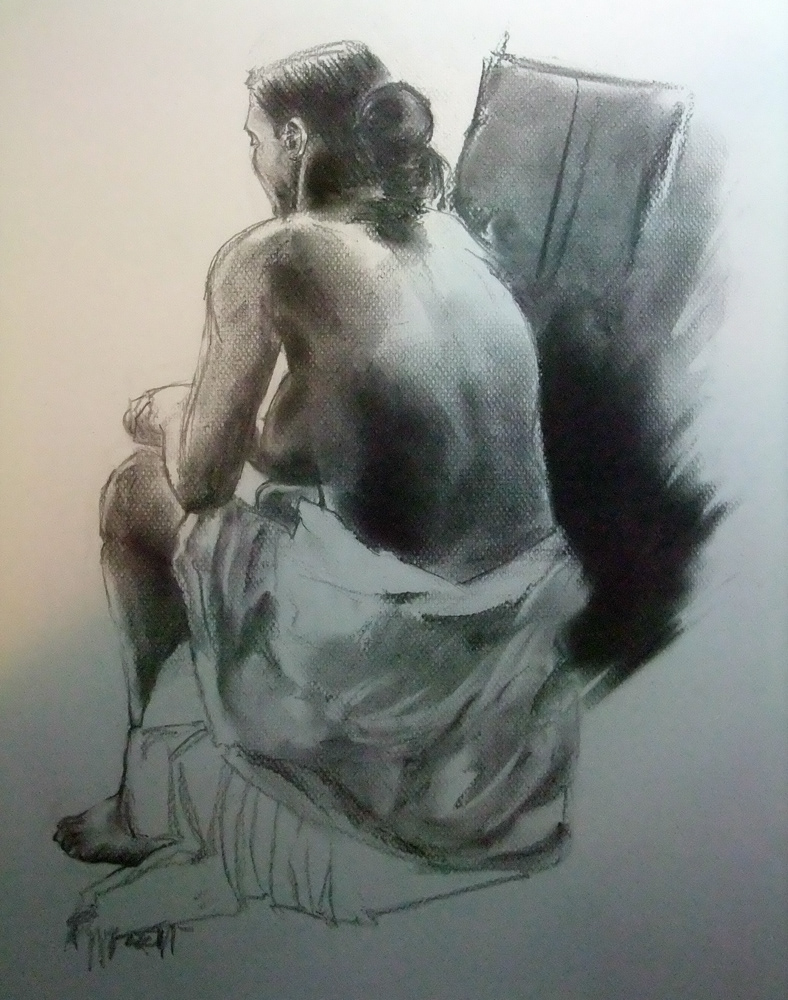 live model charcoal artistic nude draw
