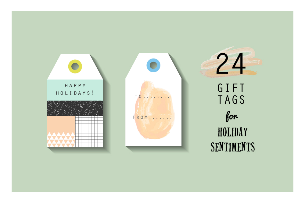 Christmas Holiday tags gift tag sets Label Wrap print gift card vector watercolor geometric Hipster trendy