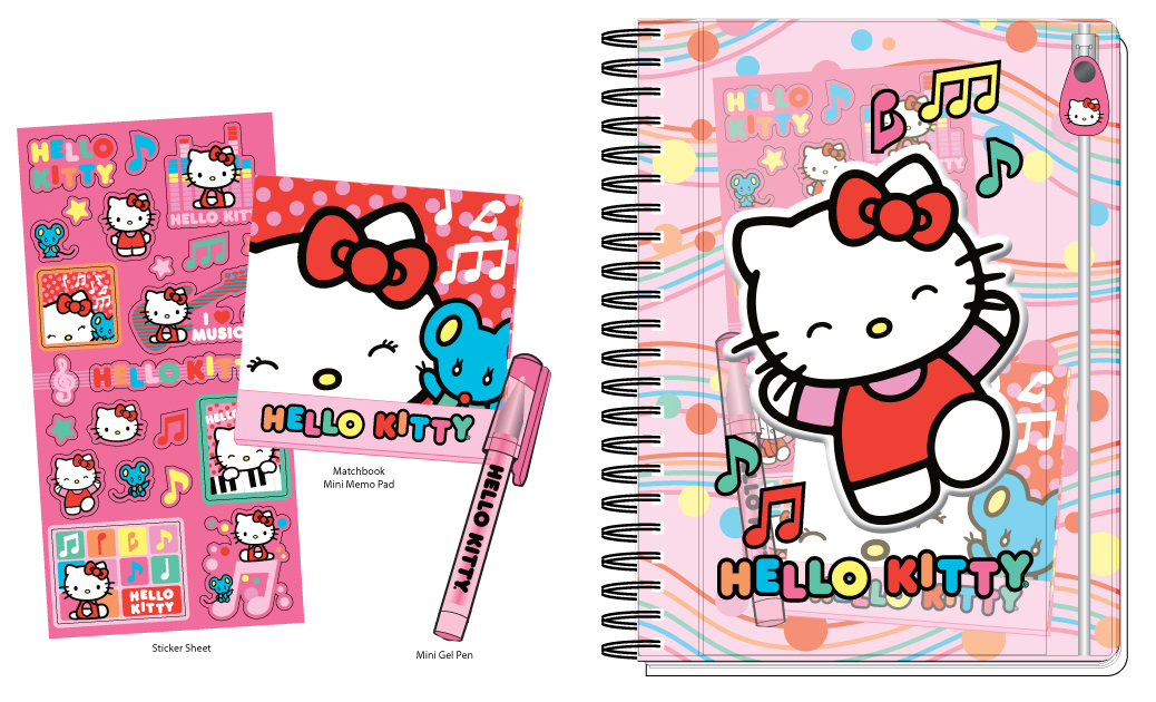 Ball Point Pen /& Decal Gift Set Aloha Kitty Tanned Hula Hello Kitty Memo Pad