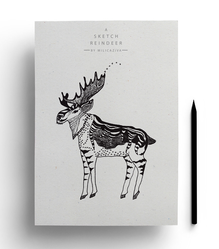 drawings sketches deer doodle milicaziva roe rain deer Hipster Pool