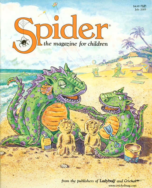 magazine cover Cricket spider groundhog shoes animals sea monsters beach