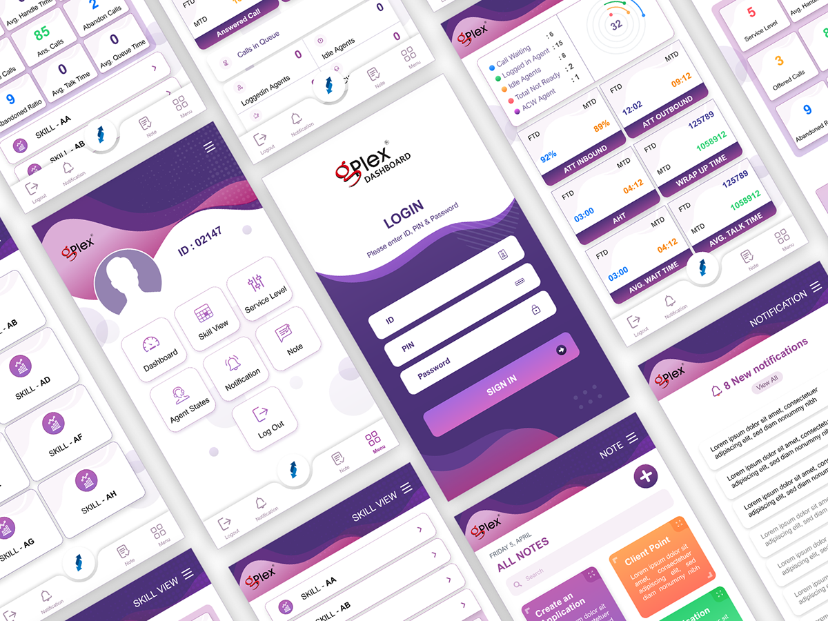 agent business customer service dashboard graph infographic mobile UI UI/UX wallboard