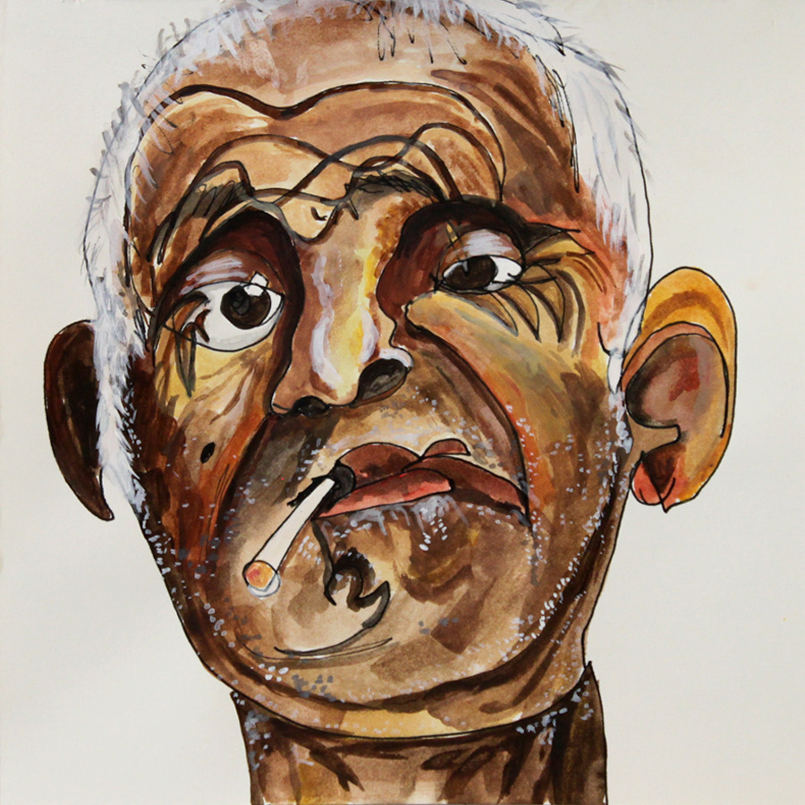 Blind Contour acrylic painting  abstract  portrait