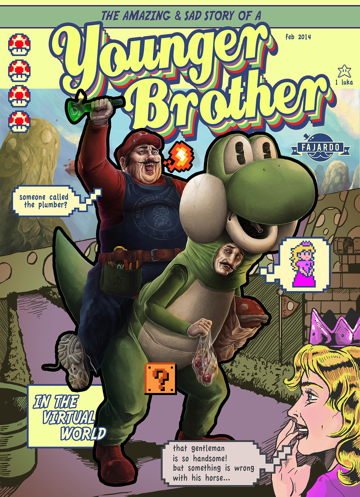 mario Luigi Nintendo digital Character redesign fajardo comic vintage Super Mario