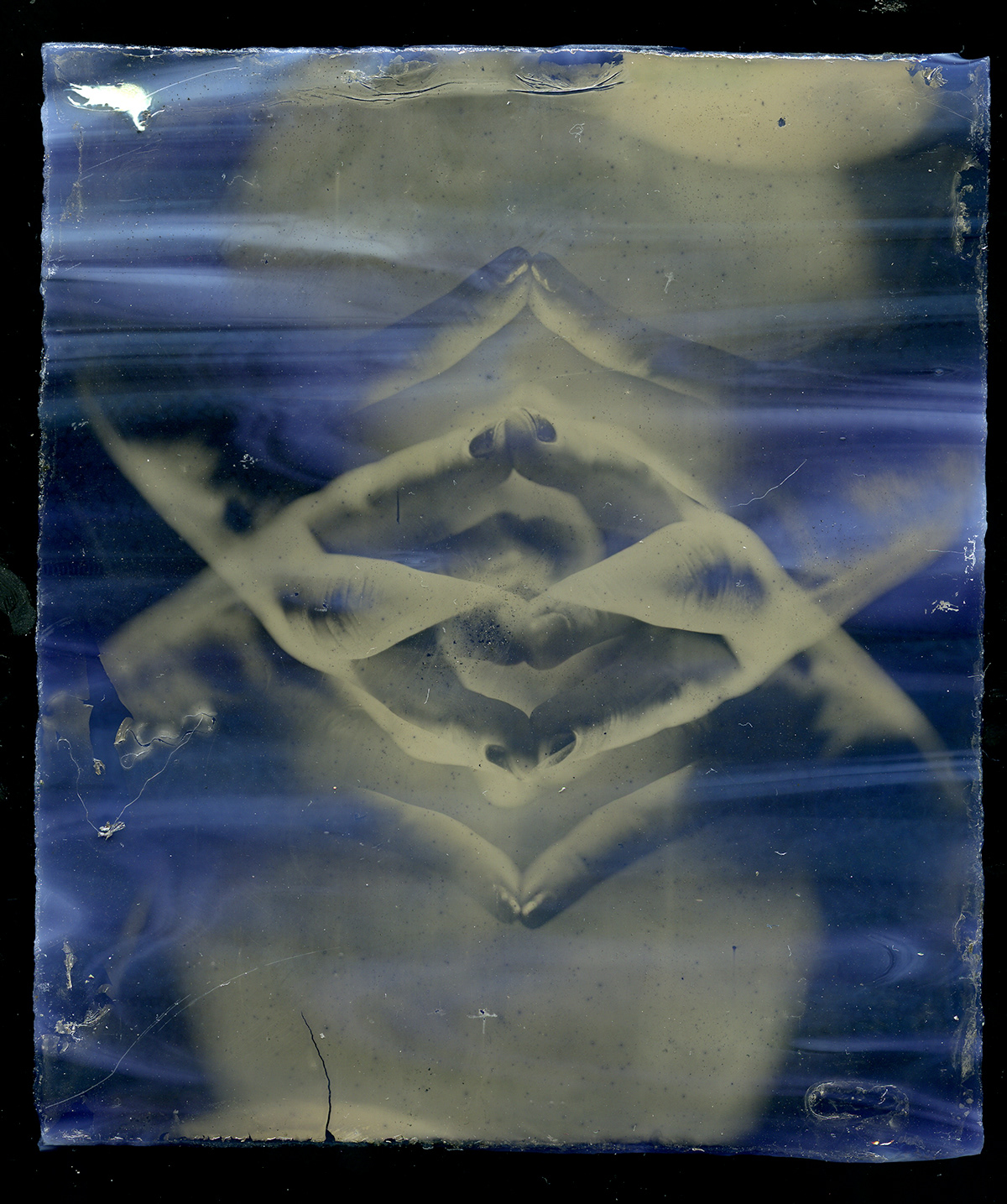 collodion wetplate darkroom mystical Magical analog experimental surreal surrealism hands fingers illusion perception stained glass glass