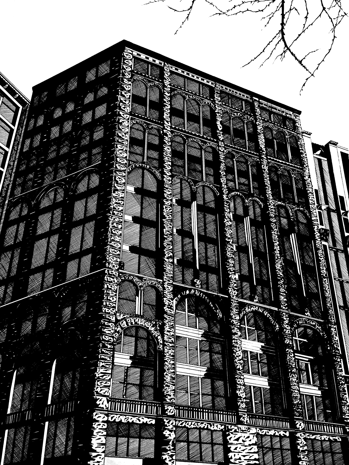 building pen architecture black and white