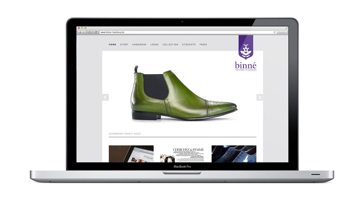 Corporate Design Website Binné hamburg shoes brogues