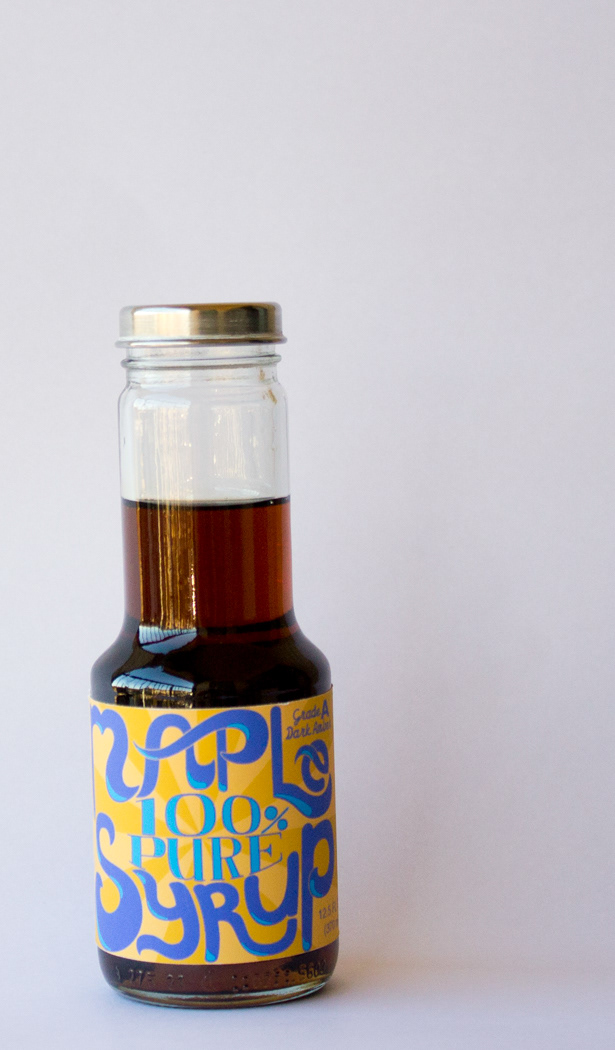 maple syrup bottle illustrated type