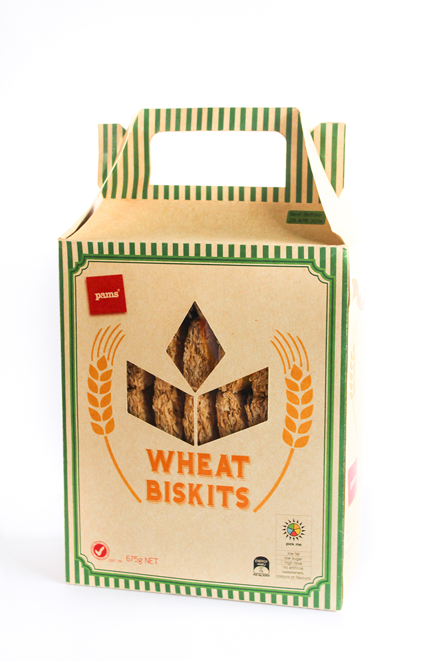 pams wheat biskits  cereal box