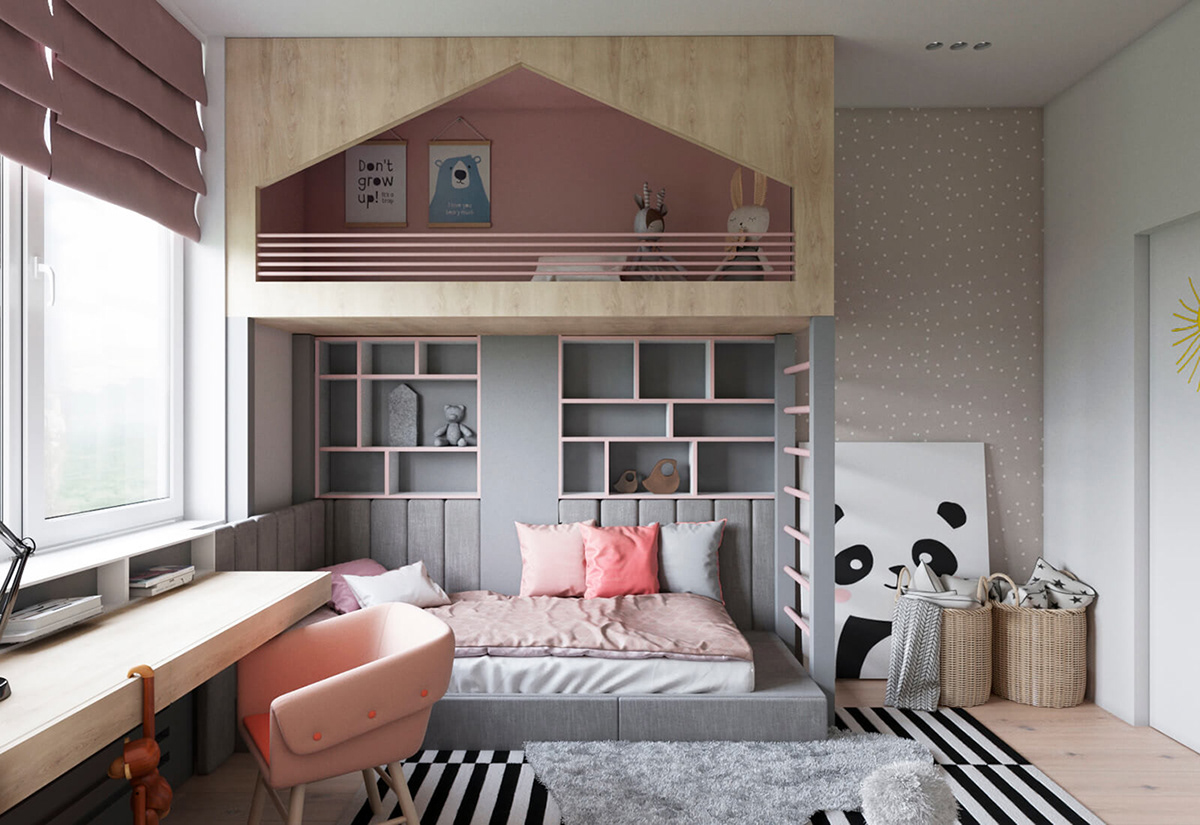 Interior design livingroom bedroom modern wood
