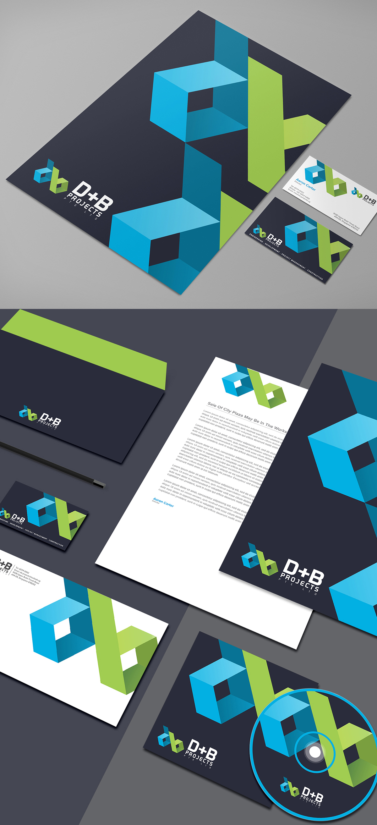 B+D projects design identity VI logo Interior construction singapore sg business card letterhead