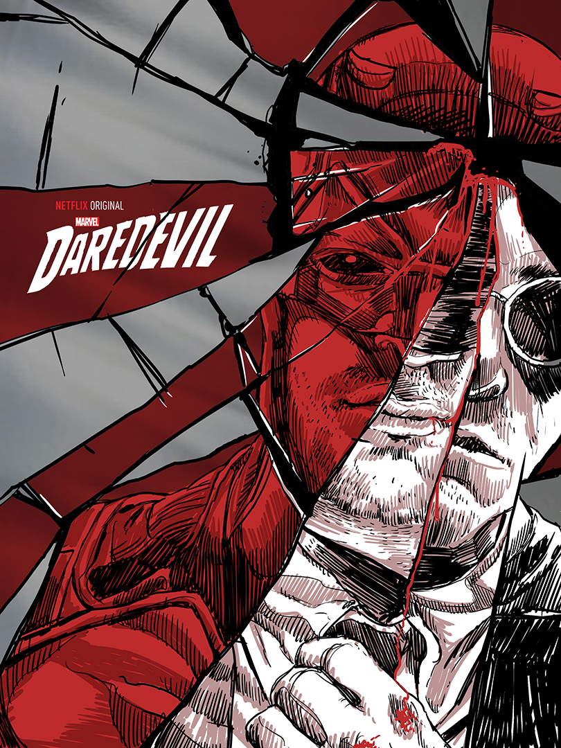 Daredevil comics Netflix television poster Screen-print mirror matt murdock