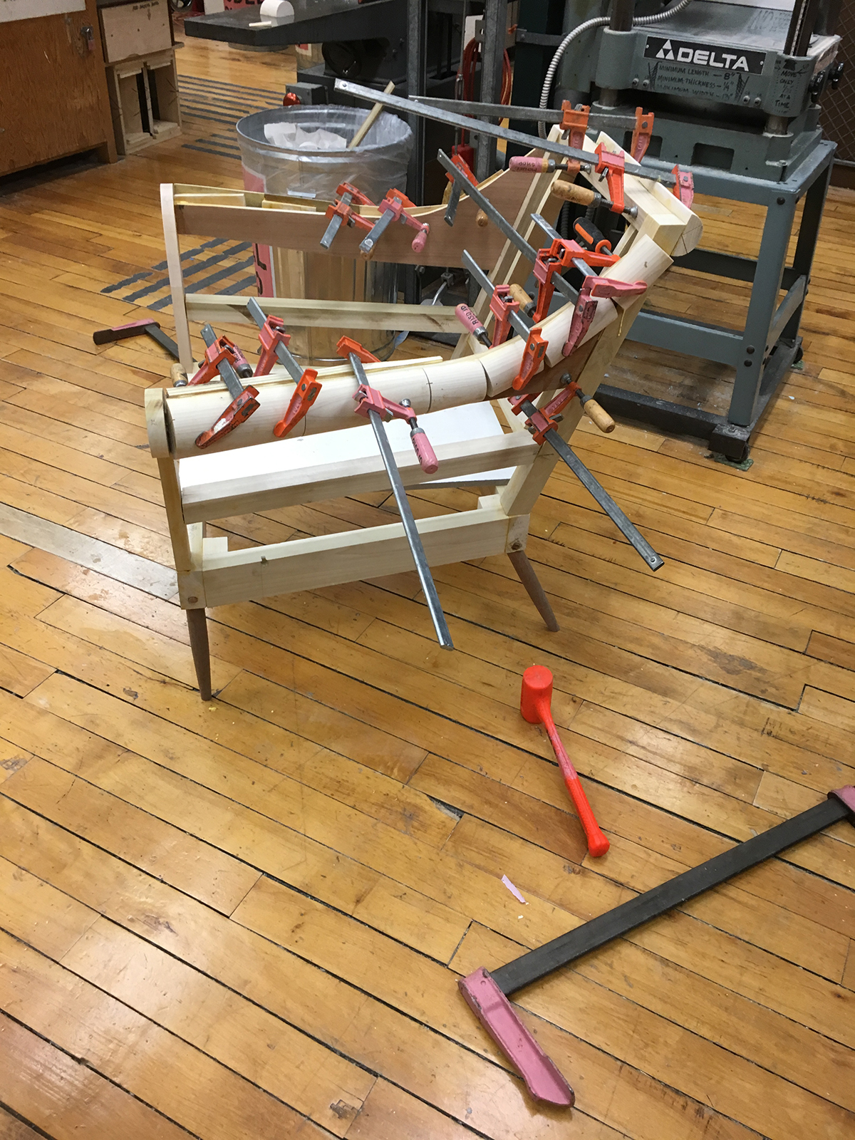 chair upholstery wooden frame polysuede red springs pattern making webbing risd nathaniel smith
