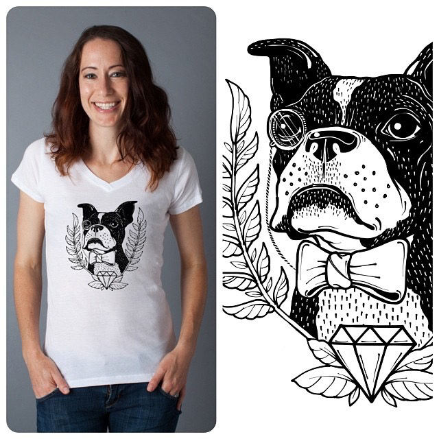 dogs ILLUSTRATION  charity Drawing  illustrations boston rescue tshirt shirt
