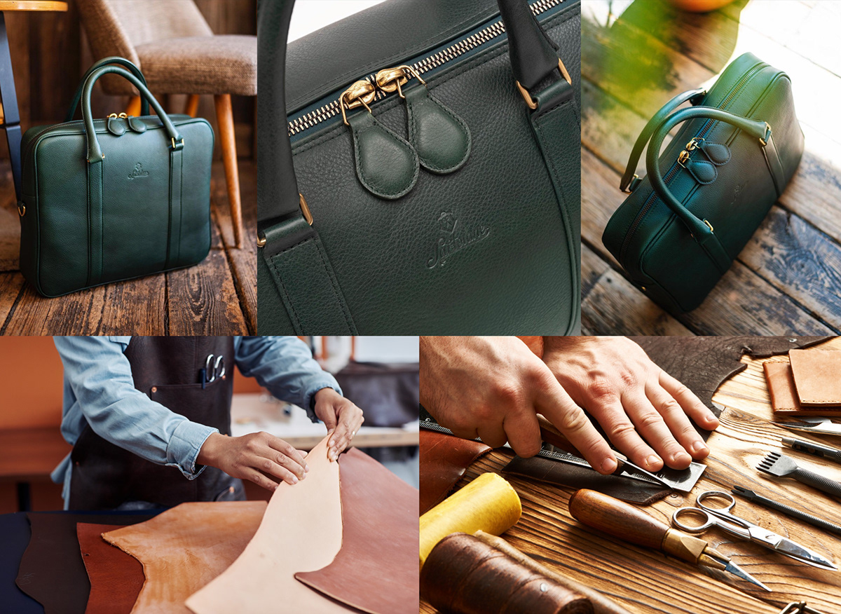 handbag leather accessories Menswear branding  brand identity Brand Design logo typography  