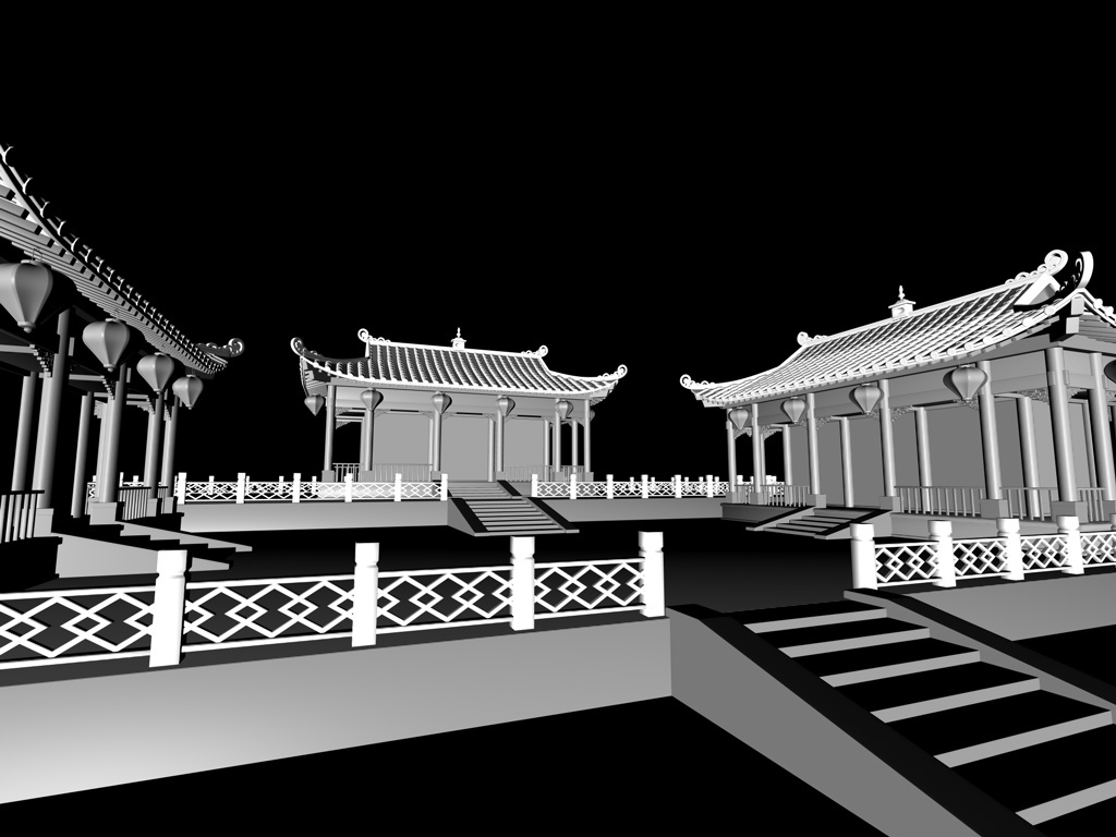 house palace modeling cinema 4d china chinese house c4d