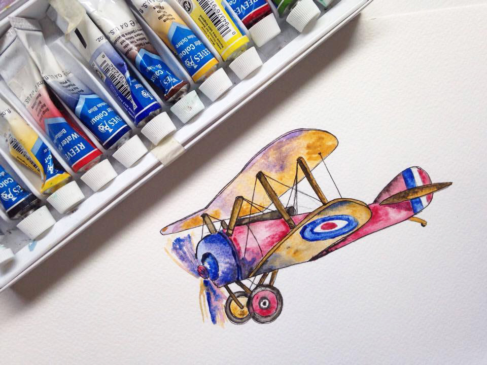 avion airplane planes acuarelas watercolor kids ILLUSTRATION  painting   niños
