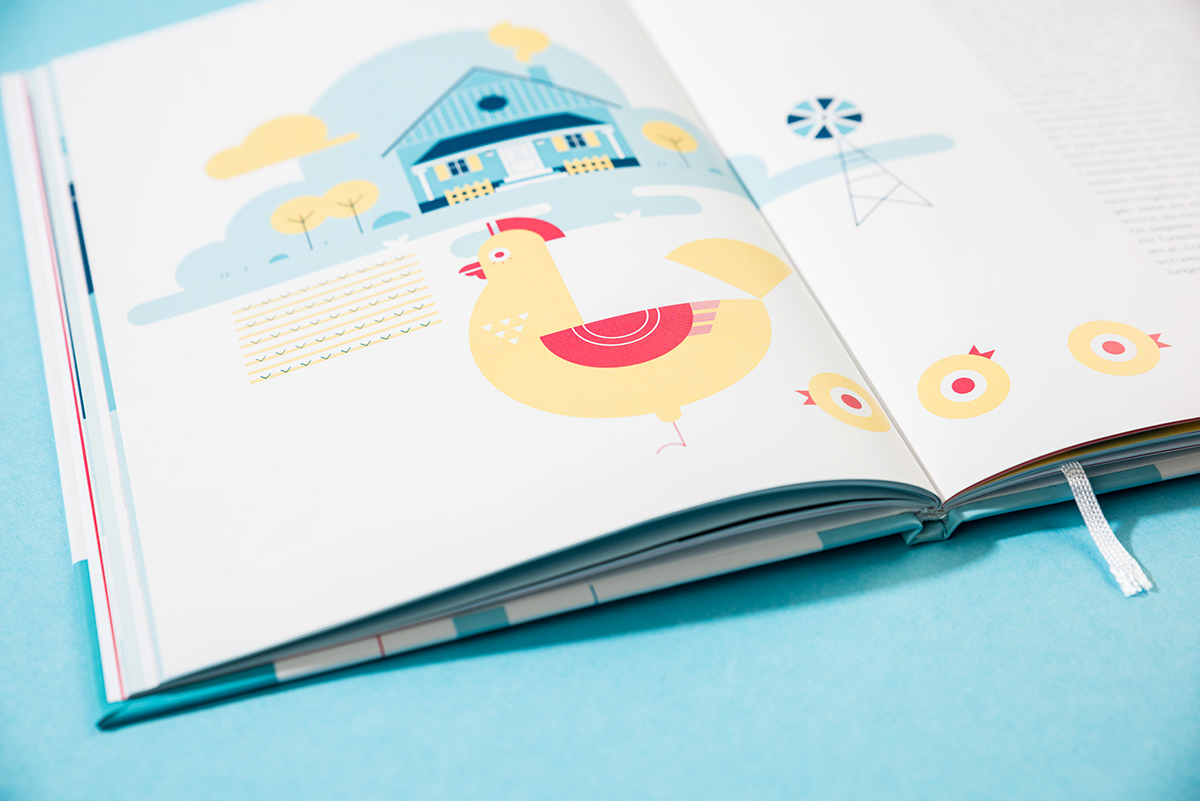 Adobe Portfolio mother children Love animals flat geometric book Layout