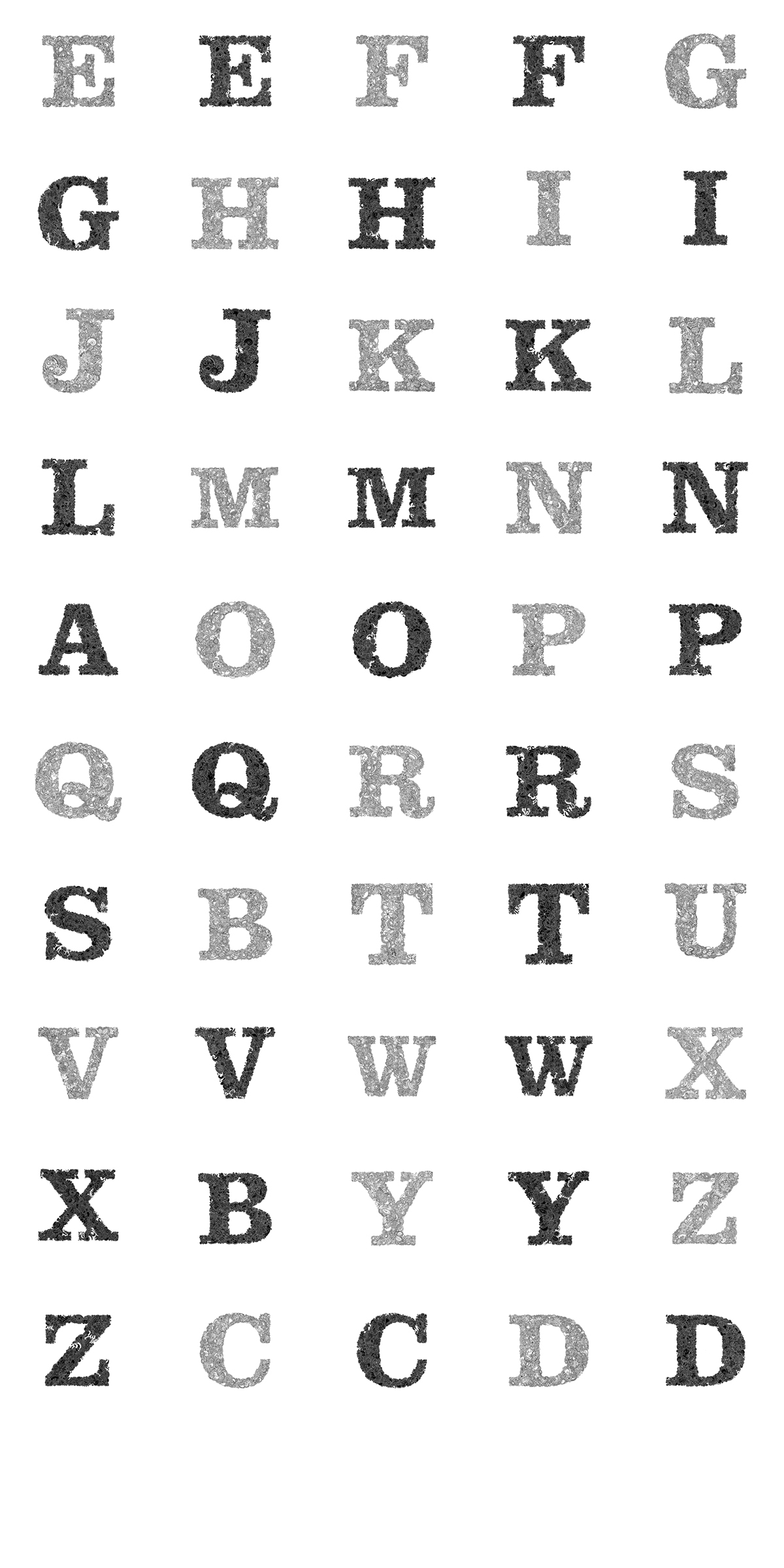 hand drawn letters alphabet