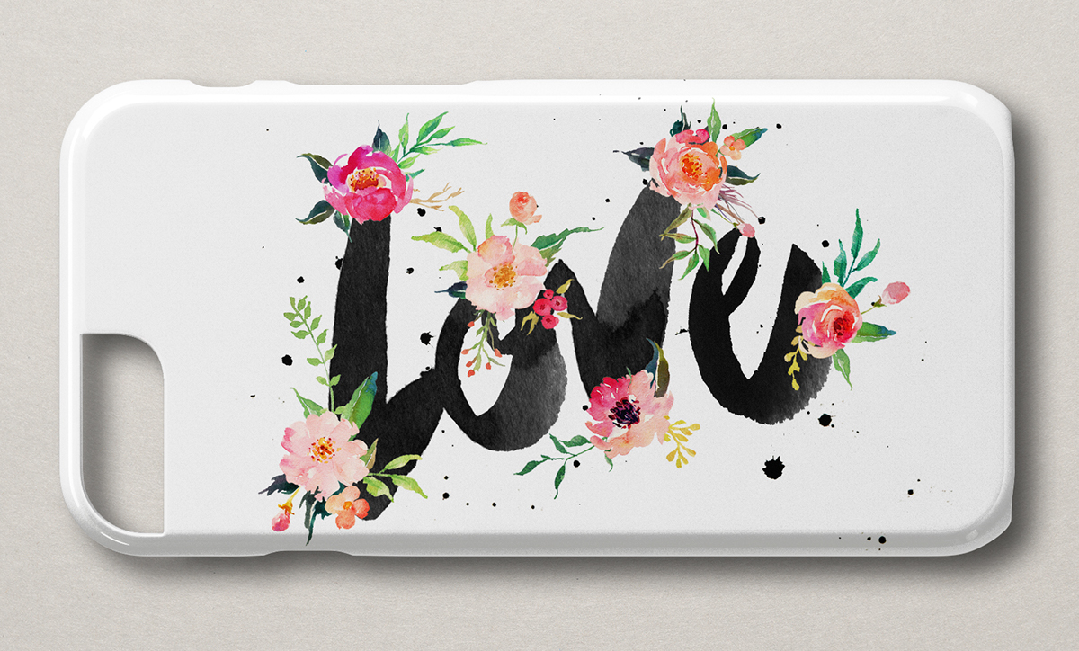 freebie graphic box Love Painted watercolor watercolour flower floral brush