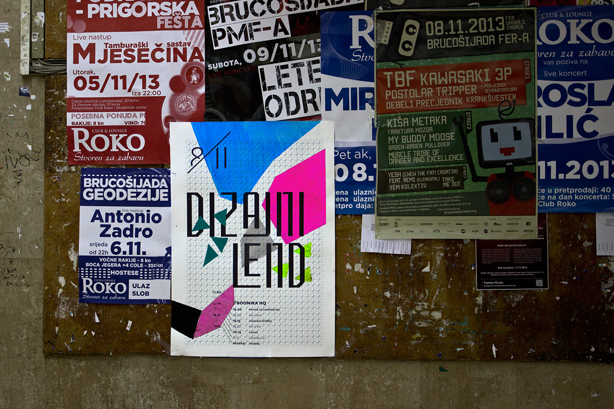 design Behance portfolio review Croatia fluorescent color poster handmade paint Workshop frame acryl type triangle