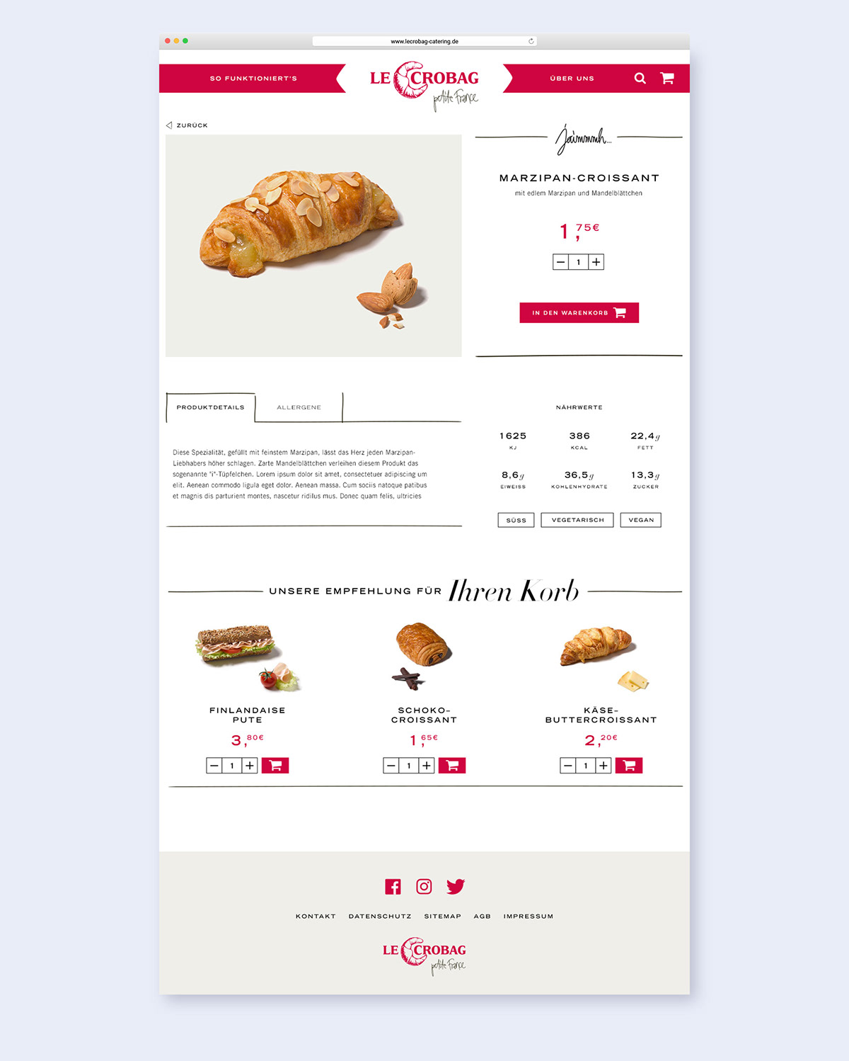 e-commerce concept mobile design mobile le crobag French Bakery b2b b2c