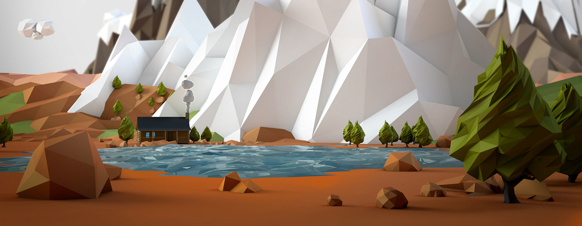 mountains Scenes lowpoly LOW poly Render snow snowboard Holiday 3D  cinema4d Colourful  simply Ski