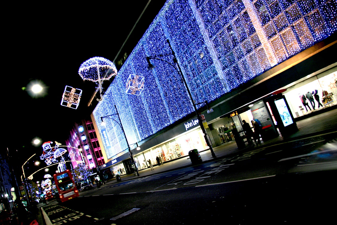 London Christmas lights regent street  Bond street  piccadilly city lights nightlights  street  Crowd traffic bus red