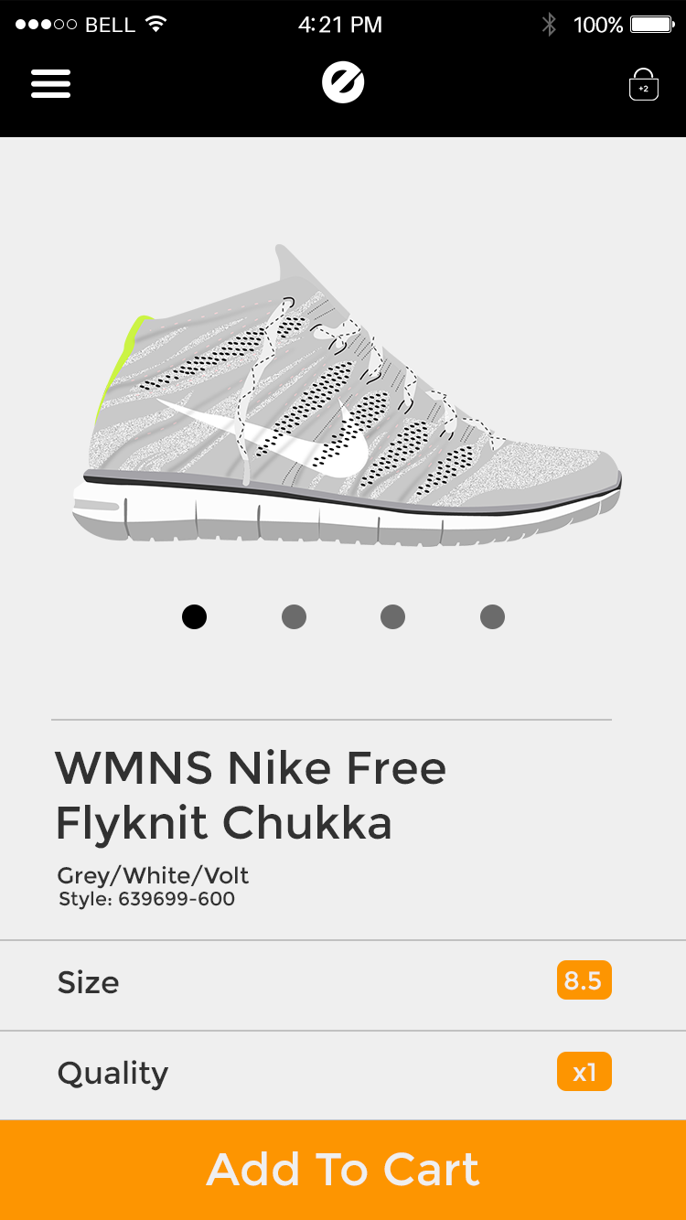 UI ux Interface mobile iPhone6 ios8 app photo sneaker atlanta SCAD boutique Nike flyknit NY