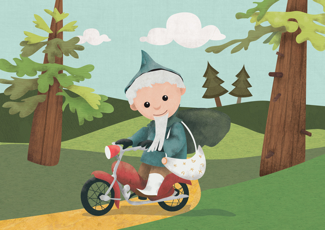 Adobe Portfolio sandmann Motor Bike Outdoor trees path hat beard childhood Character
