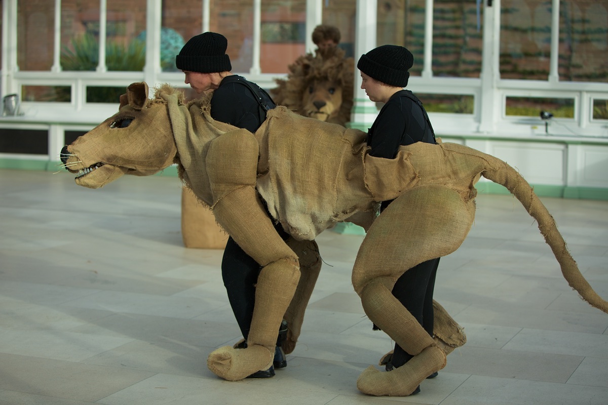 puppets puppet Giant Puppet  walkabout street theatre puppeteering Performance zoo safari park animals lion lioness