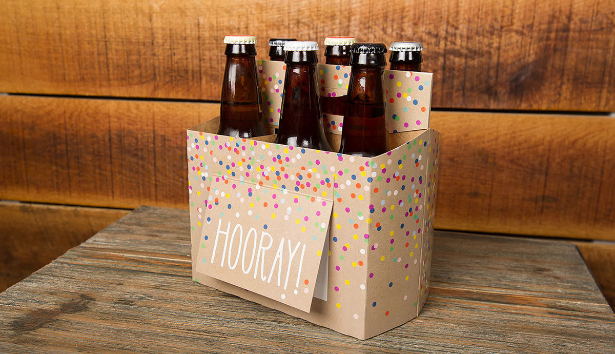 design graphic package six-pack beer beer carrier  craft gift greeting card card personal cheers Holiday Birthday hooray