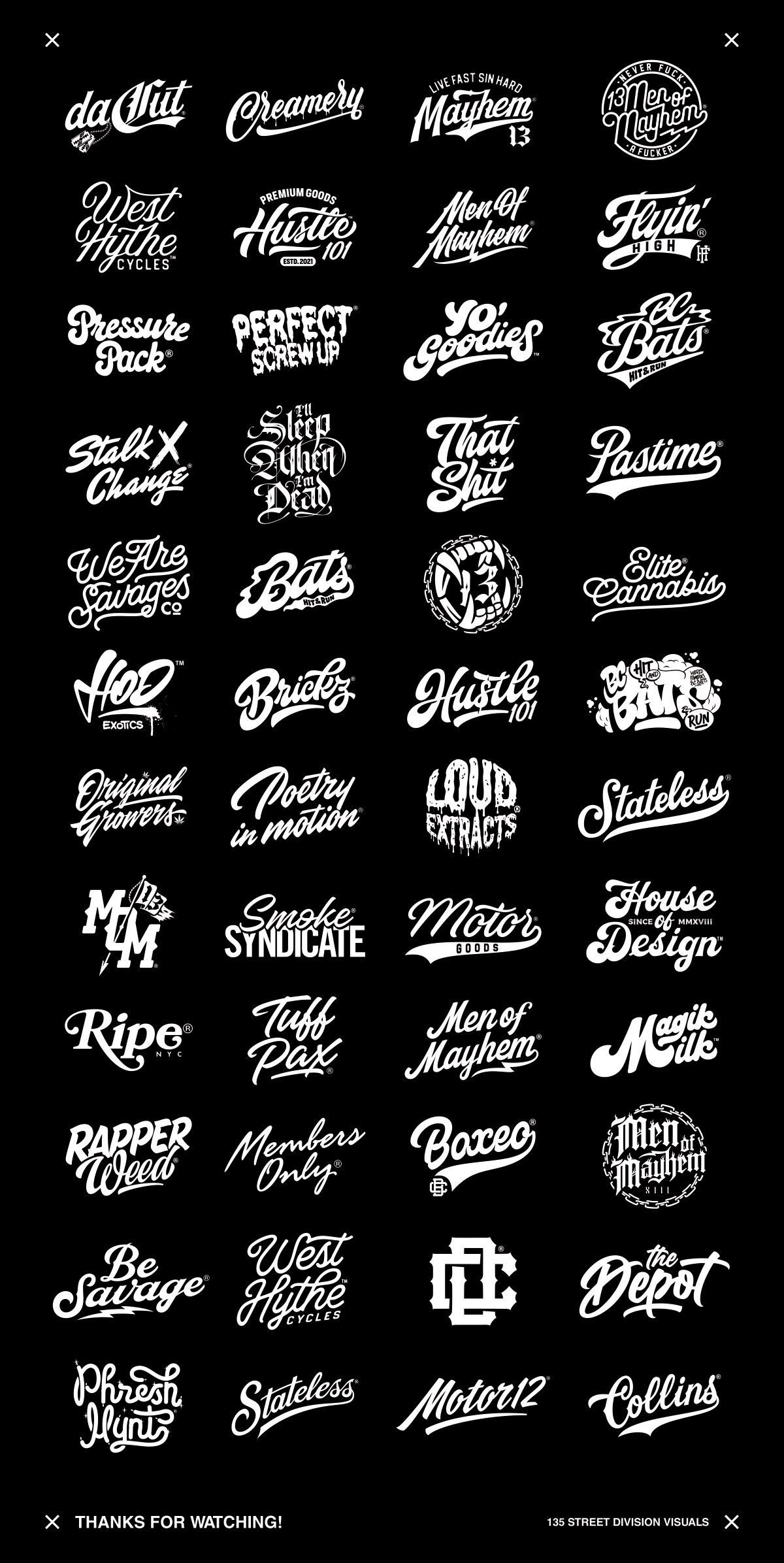 135StrDvsn badge design Handstyle Icon lettering logo monogram typography   vector