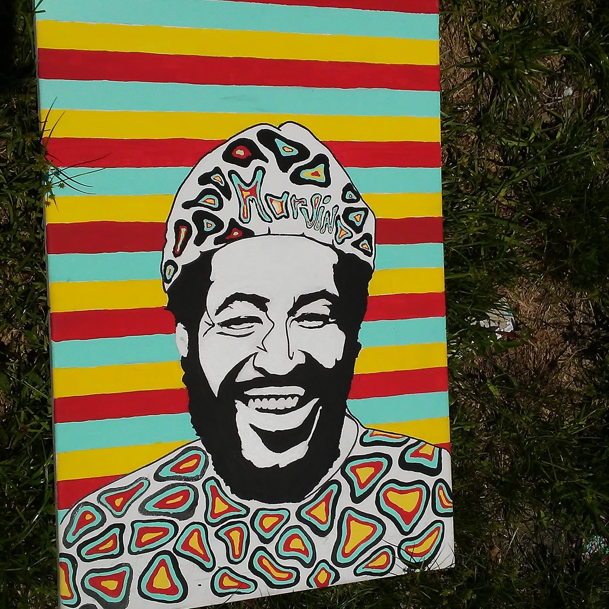 Marvin Gaye art painting   paint red yellow canvas skilz talented