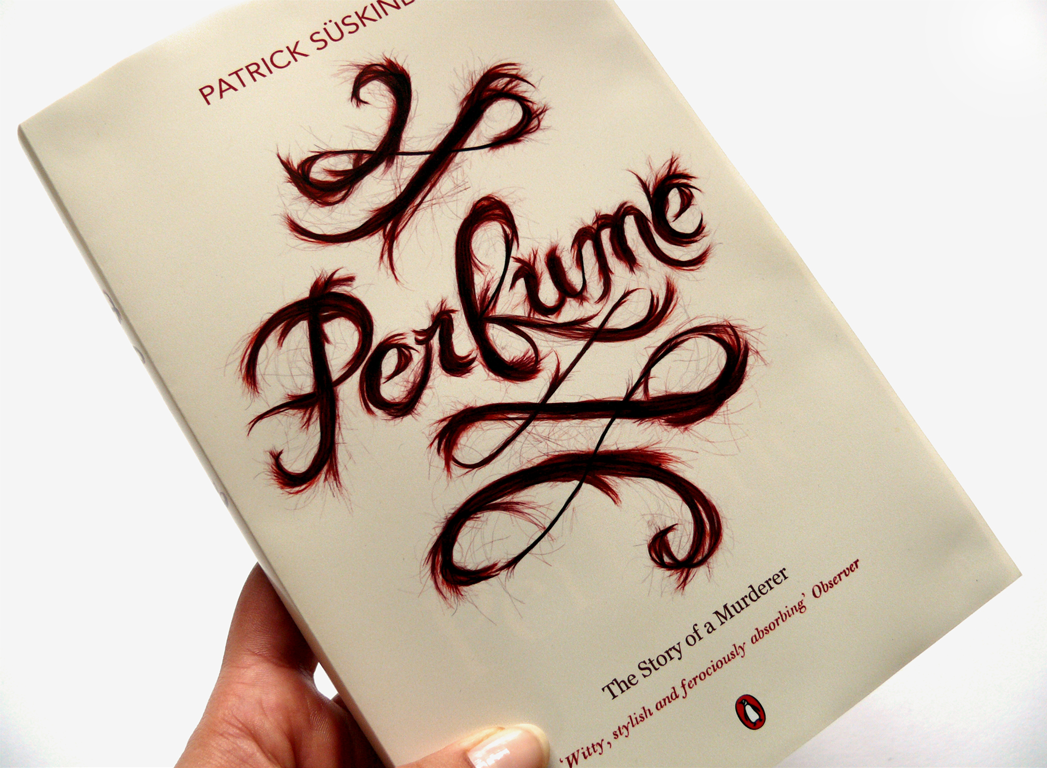 book cover design hair lettering dark murder story perfume typography  