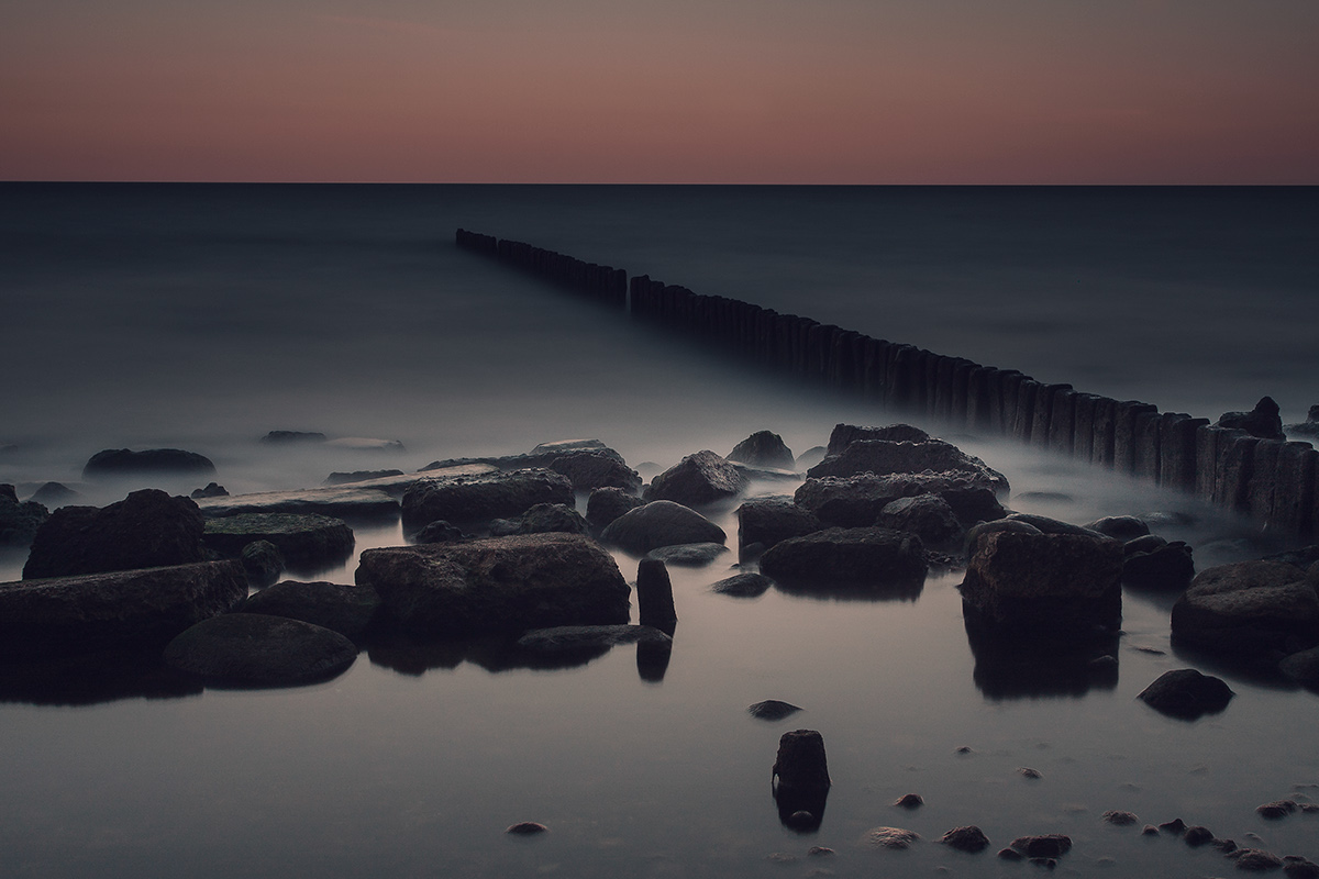 long exposure sea sunset poland water beach baltic sea pier minimal