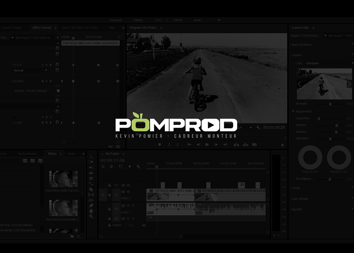 pomme logo Production cameraman studio identité prod green monteur video