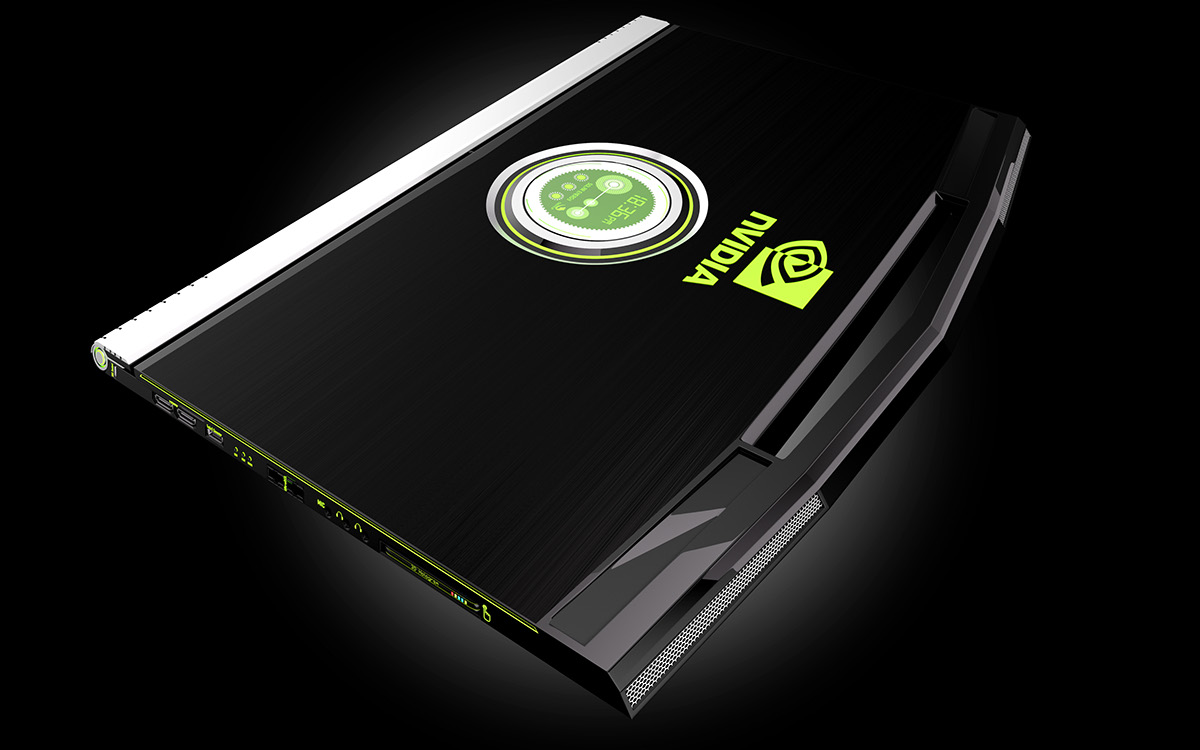 Concept Prototype Technology laptop notebook ultrabook Nvidia Design High-Tech Modern future graphene Power Core Cores Black Green Apple